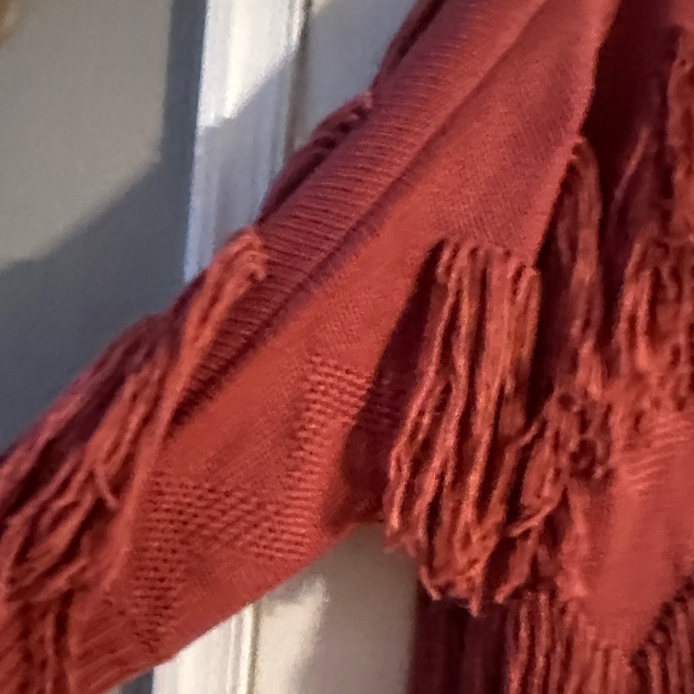 Vici Terracotta Fringed Cardigan - Picture 3 of 8